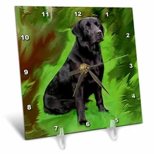 3dRose LLC Black Labrador Retriever Desk Clock, 6 by 6-Inch 6x6 Desk Clock