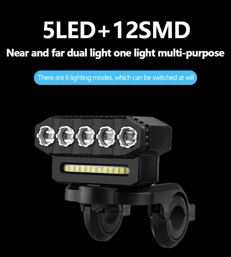 Bicycle Front Light Rechargeable MTB Bike Light Waterproof Outdoor Night Riding - Picture 11 of 20