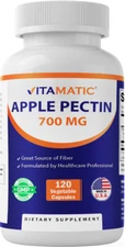 Vitamatic Apple Pectin 700 mg 120 Vegetarian Capsules - Dietary Fiber 
