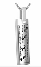 Cremation Jewelry Necklace for Ashes, Pet Paw Print Memorial Pendant Silver SS