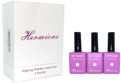 Hermione Dipping Powder Liquid Set 3 pcs Base Top Coat Activator Kit Nails Care