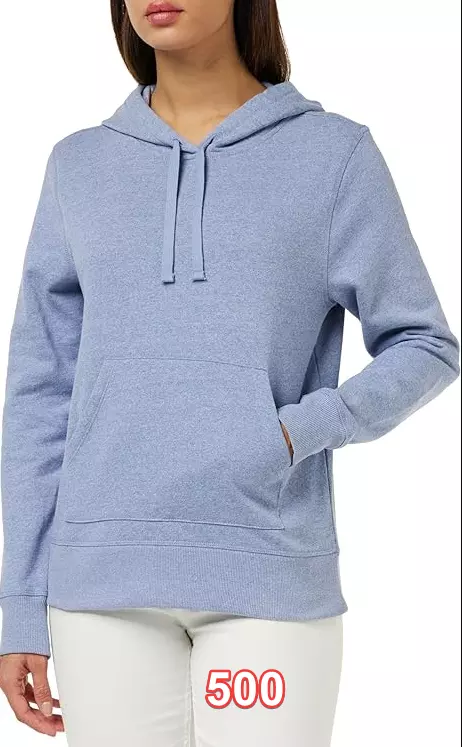 Essentials Womens French Terry Fleece Pullover Hoodie Indigo Blue Heather M