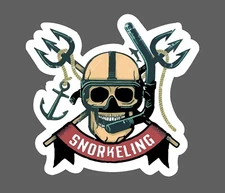 Snorkeling Sticker Skull Spears Waterproof Skull Trident Shark Gift NEW