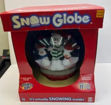 gemmy musical blowing snow bear & penguins snowglobe 13" tall new in box