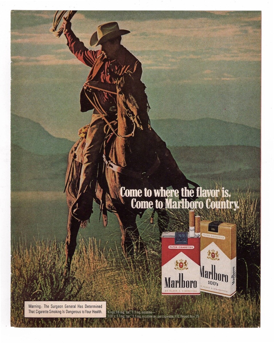 vintage 1970s mag print ad MARLBORO Country yet another cowboy