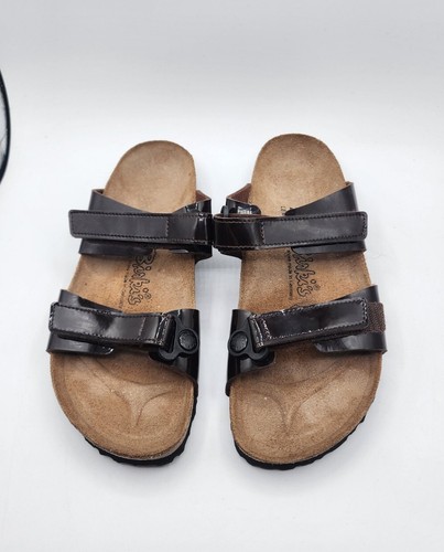 BIRKENSTOCK Birki's Brown Patent Madura 2 Strap Sandals sz 8 Shoes Birkenstocks - Picture 3 of 6