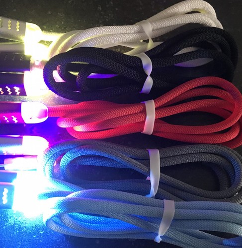 NTJ FLASH BRAIDED LED light-up power charger cable for iPhone 7 6 5 4s micro USB - Picture 4 of 36