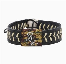 Chicago White Sox Camo MLB Gamewear Baseball Seam Bracelet Genuine Leather
