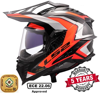 LS2 MX701 EXPLORER C CARBON FIBRE ADVENTURE MOTORCYCLE HELMET FRONTIER II ORANGE