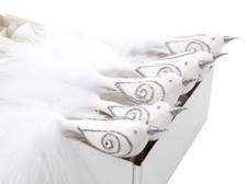 6 Czech white mini glass bird Christmas tree ornaments feather