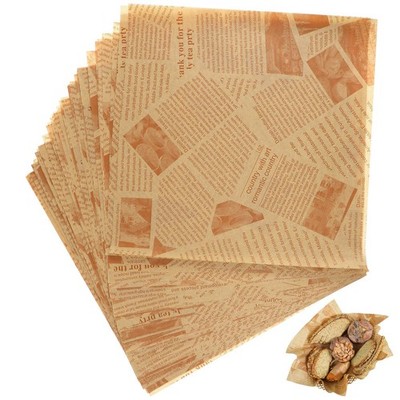 100 PCS 9.84x9.84 Inch Oil Proof Greaseproof Paper Sheet Food Packing Wrap