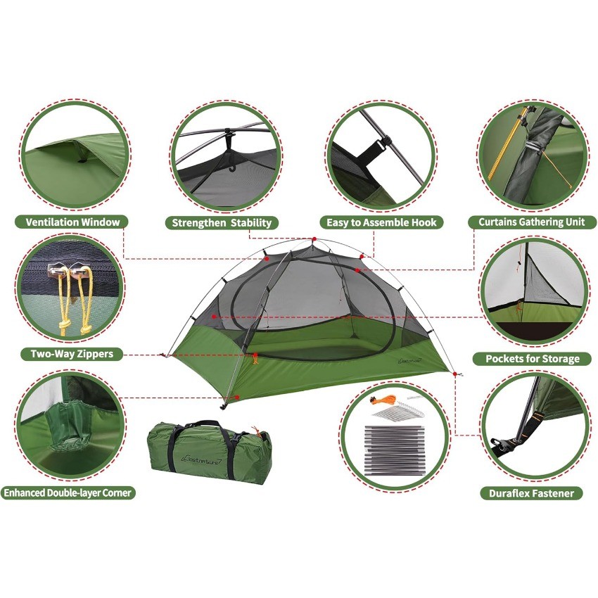 Clostnature Crux Lightweight Tent for Backpacking-2 Person Ultralight U