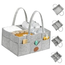 Baby Diaper Caddy Organizer with Handle - Portable Baby Classic Gray