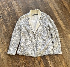 RAQUEL ALLEGRA MOIRE REVERSIBLE BLAZER DIRTY WHITE PRINT - SZ 0