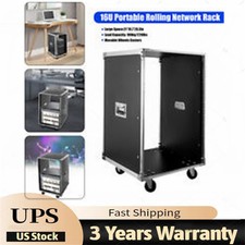 19 Inch 16U 4 Post Server Rack Open Frame Rolling Network Data Rack w/ Casters 