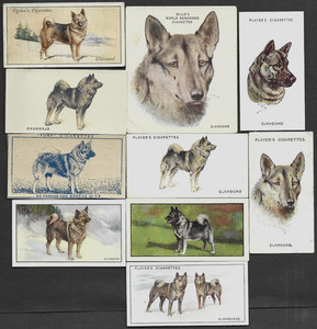10 Different Vintage NORWEGIAN ELKHOUND Tobacco/Cigarette Dog Cards