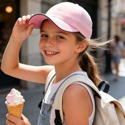 Girls Criss Cross Ponytail Hat Mesh Baseball Cap Kids Quick Dry Ponycap Hats