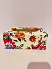 MacKenzie Childs Flower Market White Enamel Standard Tissue Box Holder Cover
