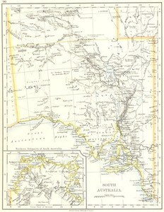 SOUTH AUSTRALIA.Explorer route Sturt Giles Elder Forrest Eyre Tictkins 1899 map