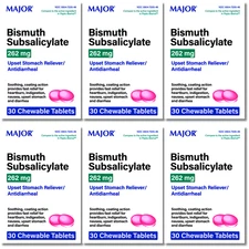 Major Bismuth Subsalicylate 262 mg - 30 Tablets | Pepto Bismol (8-2027) - 6 Pack