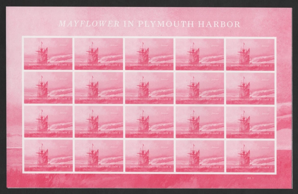 US 2020 THE MAYFLOWER SIX FULL IMPERF COLOR PROOF SEPARATIONS IN FULL SHEETS - Image 4 of 4