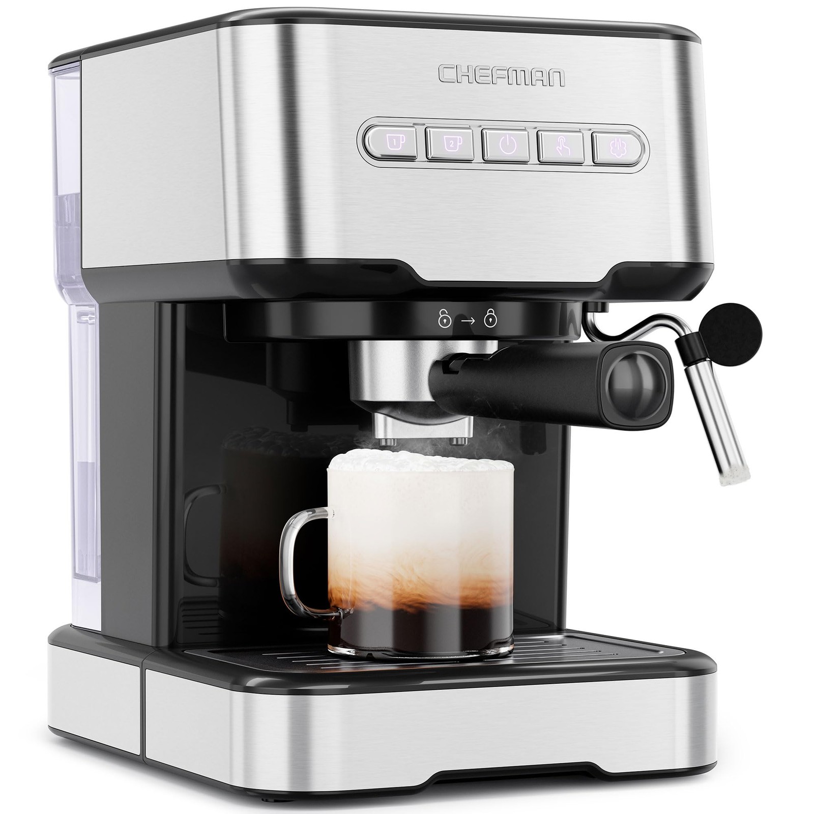 CHEFMAN 6-IN-1 ESPRESSO MACHINE WITH STEAMER ONE-TOUCH RJ54-