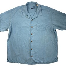 Tommy Bahama Men  s 100 Silk Palm Tree Hawaiian Blue Button Down Camp Shirt XL
