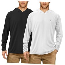 UPF 50 Fishing Shirts for Men, Long Sleeve UV Sun XX-Large 2 Pack-black white