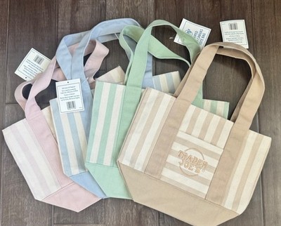 Trader Joe s Mini Pastel Stripe Canvas Tote Bag Limited Edition Set Of 4