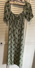 Faithfull The Brand La Galet Green/White Paisley Print Midi Dress Size 4