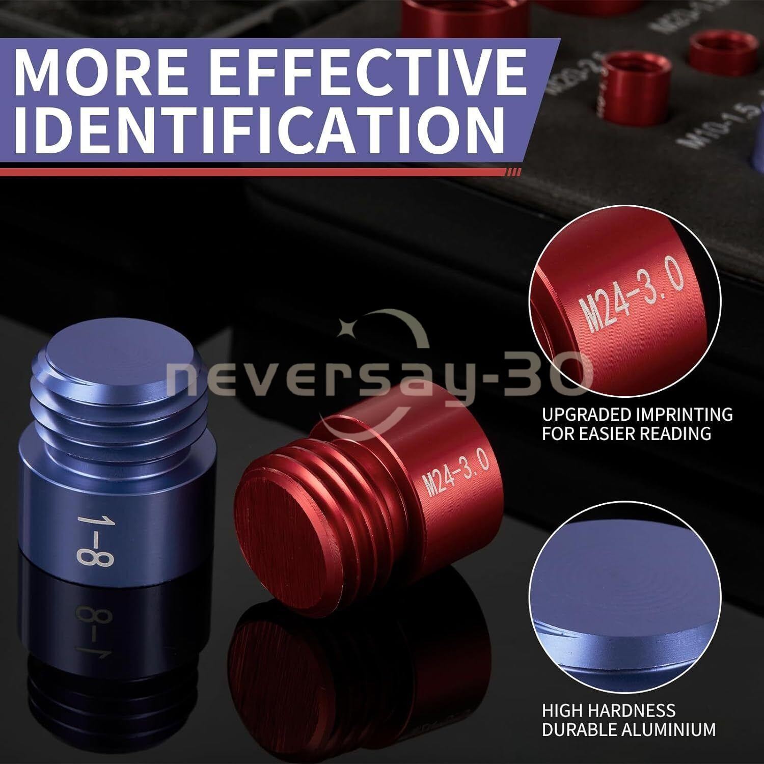 44pcs Screw Bolt Nut Thread Measure Gauge Size Checker Set (23 Inch ...