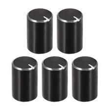 5pcs Potentiometer Knob Knurled Shaft Black Aluminum 6mm Shaft 10mmx15mm