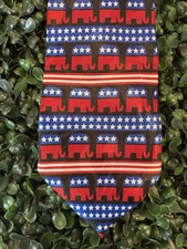 Republican Party Trump MAGA America First GOP Elephant Tie Steven Harris, Silk