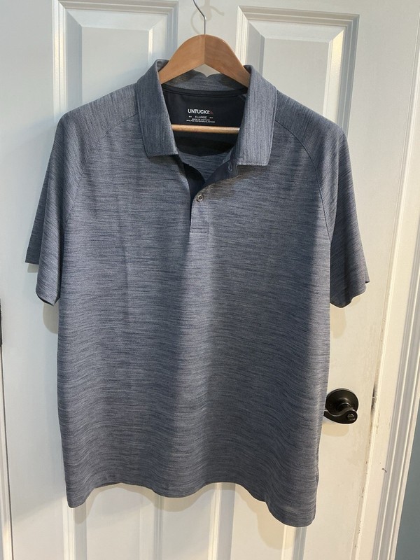 UNTUCKit Men's Short Sleeve Polo Shirt, Performance, Navy, Size XL