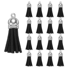 200Pcs Keychain Tassels Bulk Leather Tassels for Crafts Black