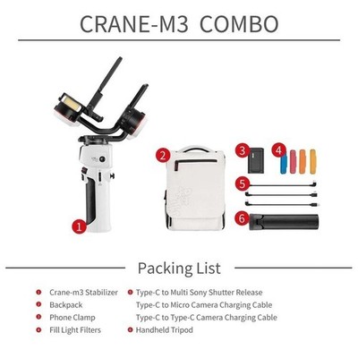 Zhiyun Crane M3 Combo Gimbal Stabilizer for Mirrorless DSLR Camera Smartphone