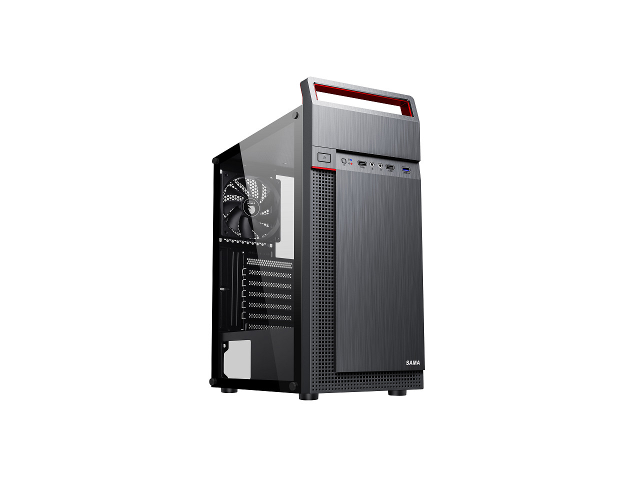 Корпус компьютера SAMA S88-TG Black USB30 из стали закаленного стекла ATX Mid Tower с 3 16890₽