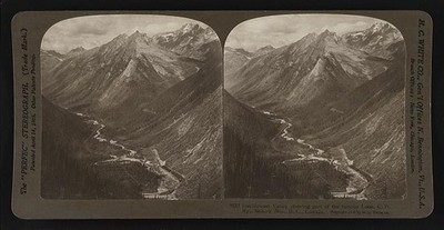 Illecillewaet Valley showing part of the famous Loop, C. P. Ry., Selkirk Mts.,