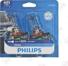 2x Philips H11 Upgrade Extra Bright Vision Halogen Light Bulb Germany Beam
