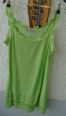 Tredy Trägershirt Longshirt Gr 38 hellgrün mit spitze sehr schön