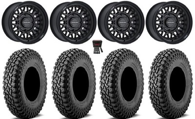 Raceline Omega 14'' Wheels Black 28'' Incursion A/T Tires Pioneer 1000 / Talon