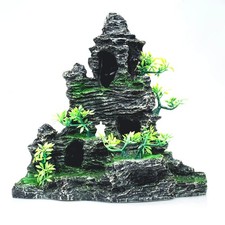 Large Aquarium Mountain View Stone Decor for Betta, Turtle Fish Tank Hideout