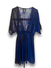Seductive Wear by Cinema Etoile Lingerie Navy Blue Nightie Robe Women's LARGE