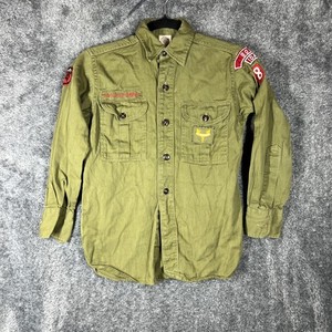 Vintage Boy Scouts Of America Shirt Boys 8 Green Official Uniform Sanforized