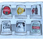 Six 6 Vintage Coca Cola Porcelain Sewing Thimbles Advertising Souvenirs Collecti