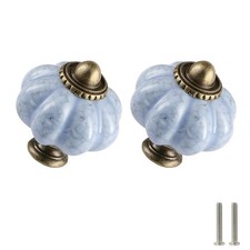 Blue Crackle Pumpkin Knobs 6 Pack Ceramic Cabinet Knobs Vintage Drawer Pulls ...
