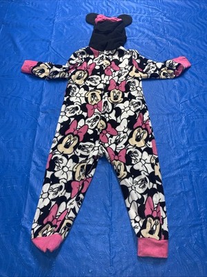 Disney Minnie Mouse Pattern Hooded Coverall Size 4 White and  Pink