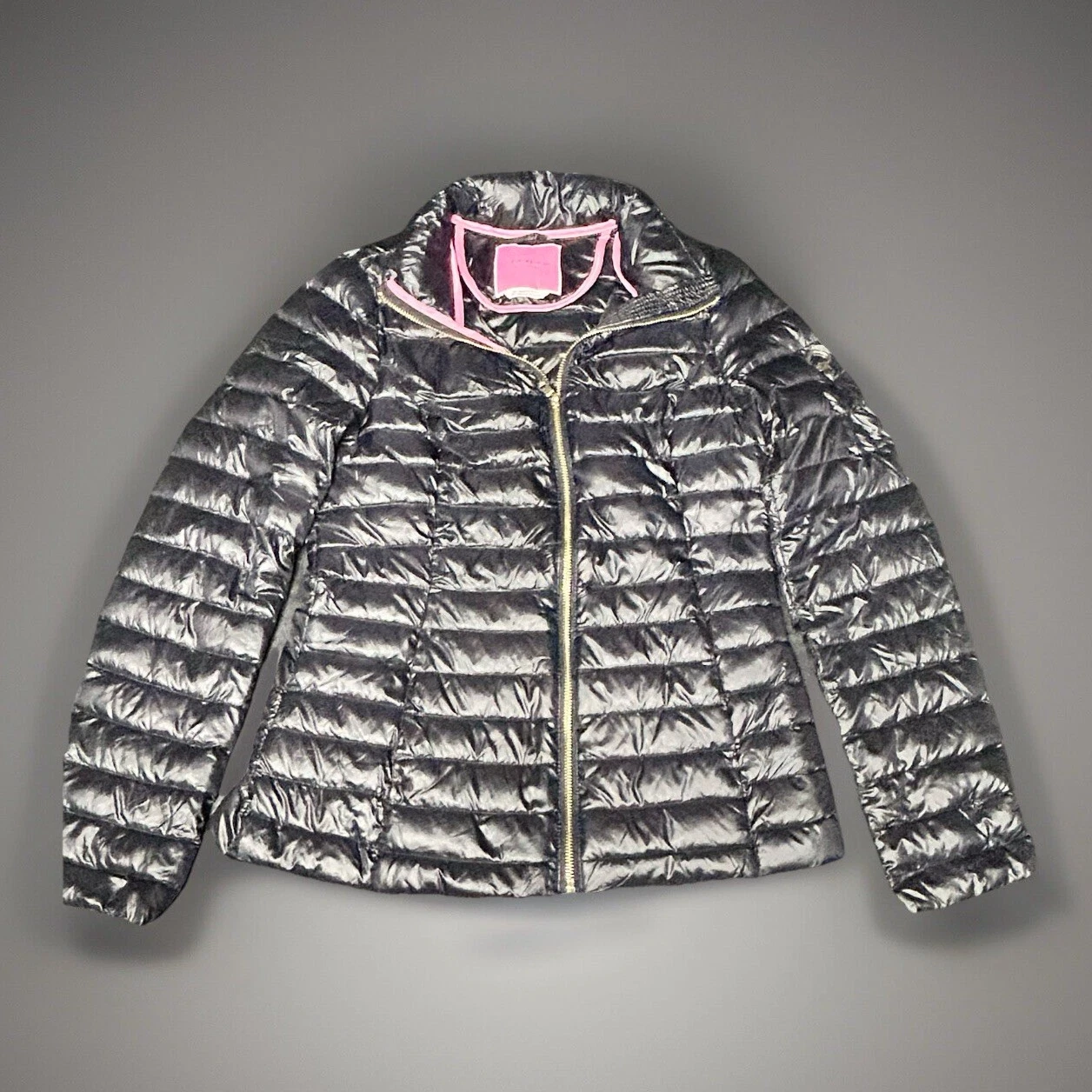 Kate Spade Giubbotto imbottito confezionabile con borsa donna taglia XS nero con piuma d'oca rosa