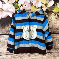 Carter  s Toddler Boys Multicolored Striped Animal Front Zip Up Hooded Sweatshirt