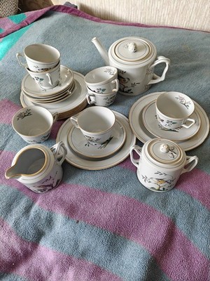 Spode Copeland Queen's Bird Service Kaffeeservice 6 Personen mit Teekanne